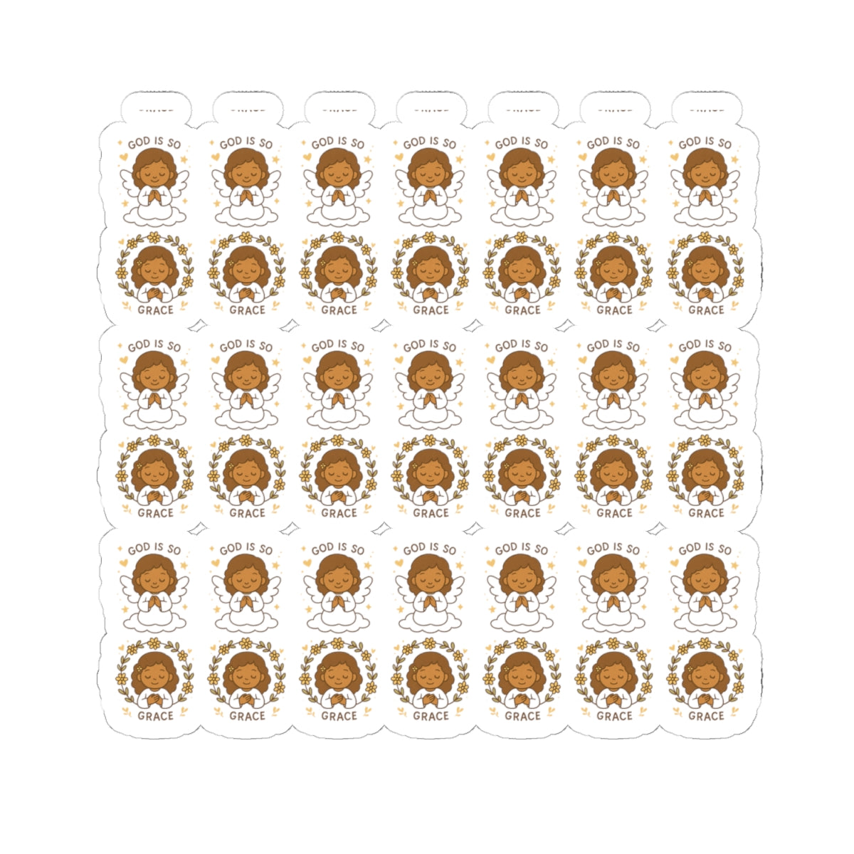 Grace-Filled Angel ✨ God Is So Graceful Stickers – Kawaii Style with Christian Quotes on Peace and Purpose. Gentle reminders of God’s grace, peace, and divine purpose—carried by angel wings.