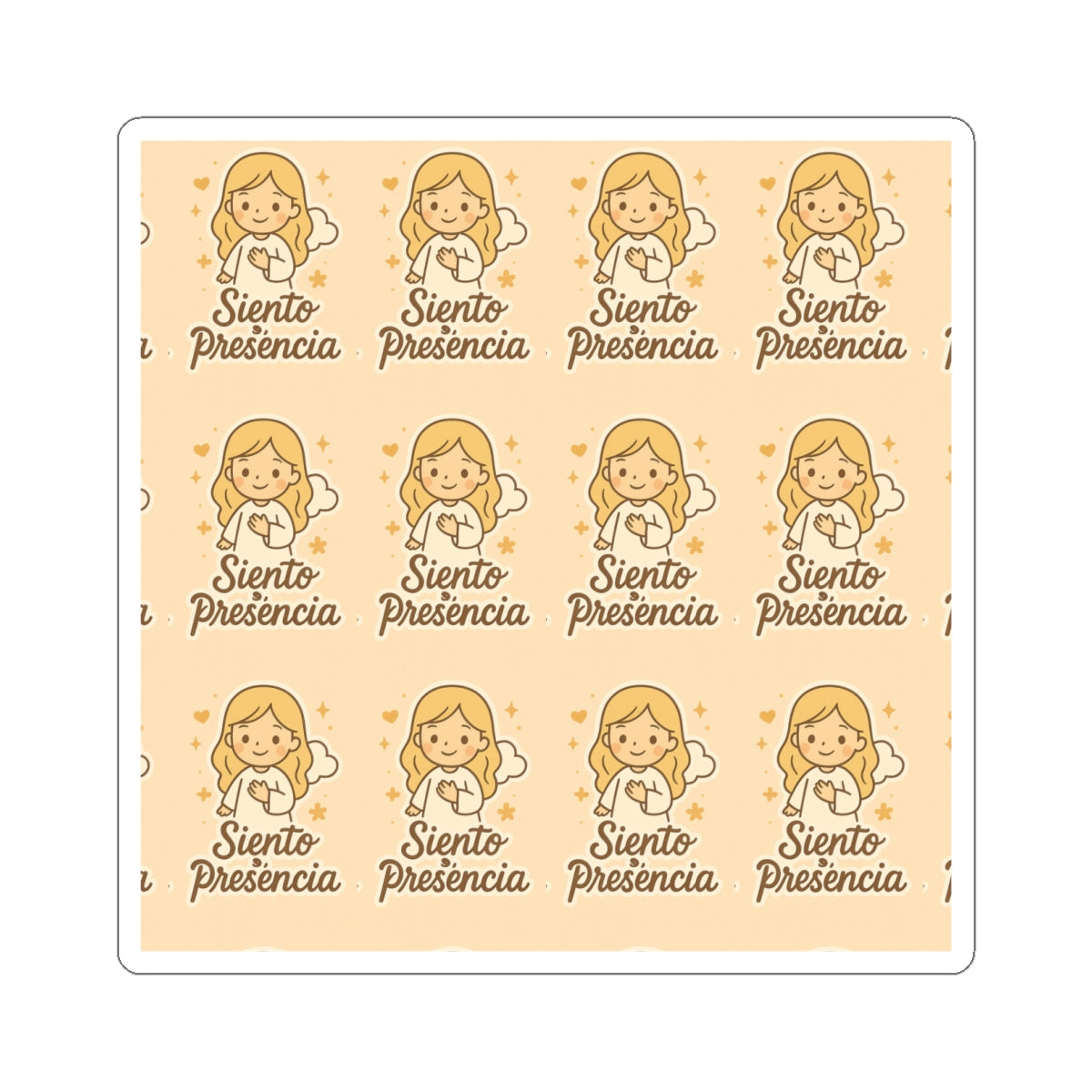 Siento su presencia Spanish Christian Kawaii Stickers – Inspirational Angel Sheet for Faith, Gratitude & Healing. Faith speaks in Spanish too — let every sticker be a prayer full of love, peace, and healing.