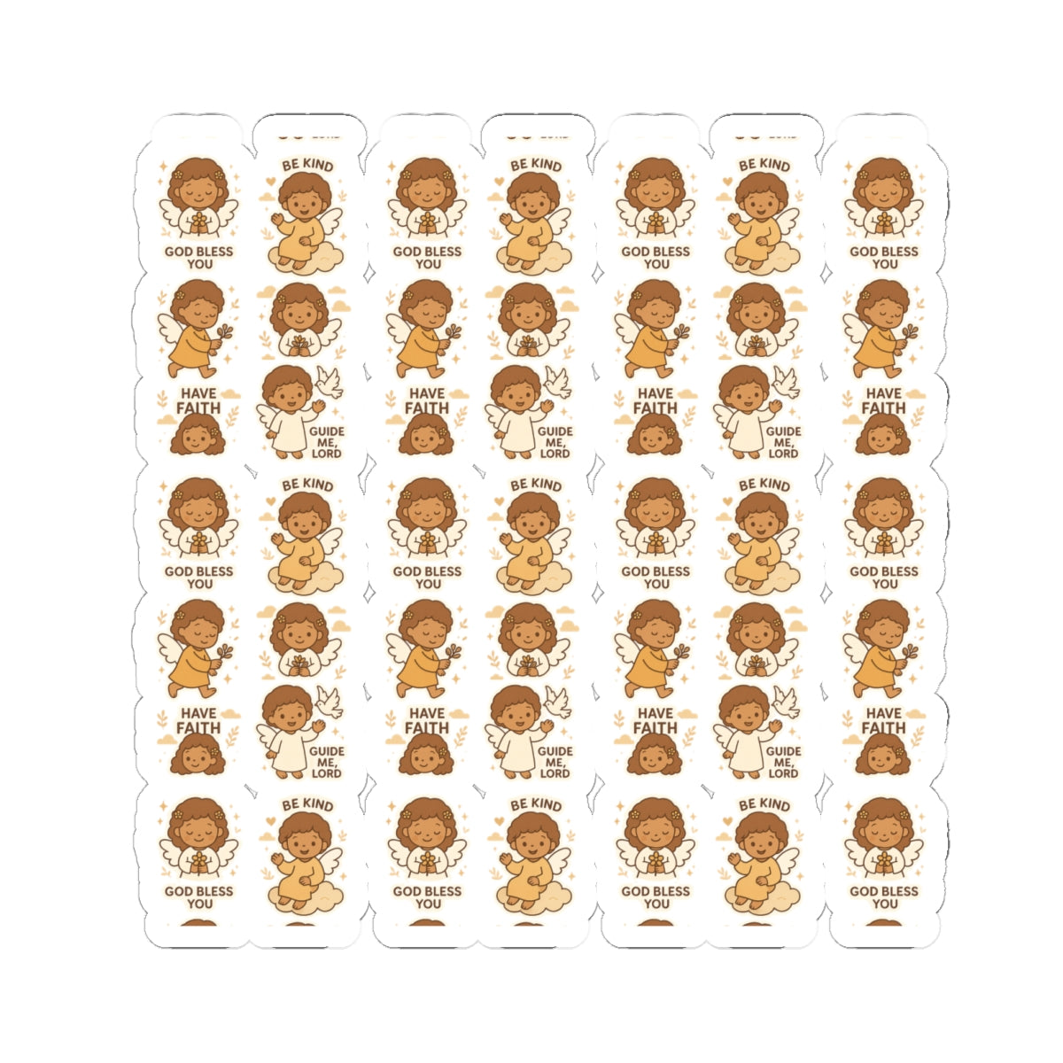 Faith & Kindness Angel Stickers – Kawaii Christian Sheet with Affirmations of Love, Blessing & Prayer. Let kindness, faith, and guidance follow you — one angel at a time.