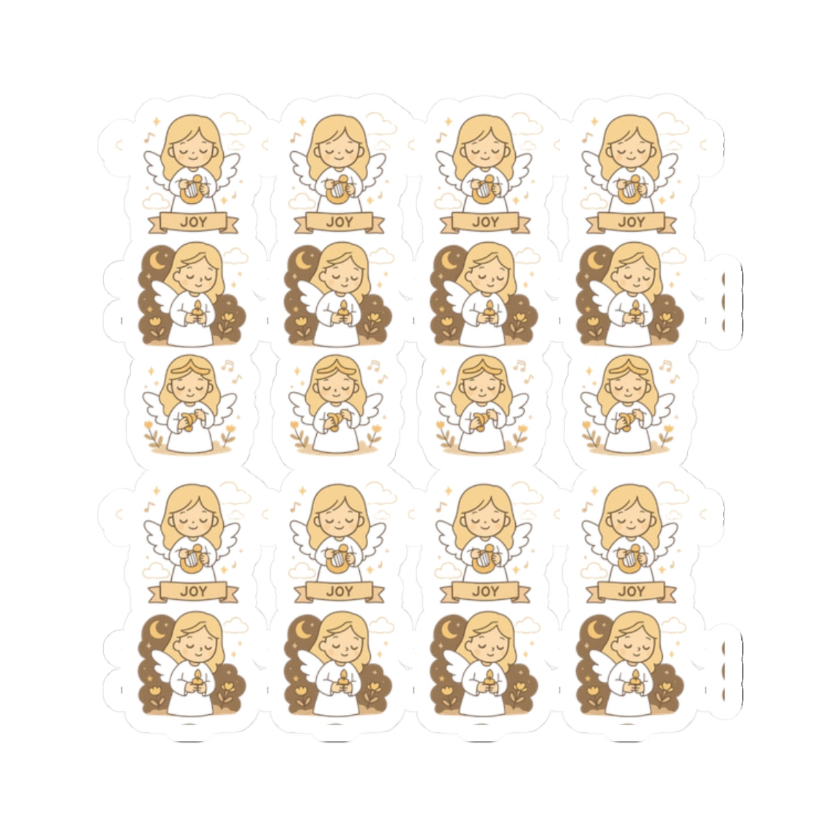 JOY Kawaii Angel Stickers – Faith-Inspired Kiss-Cut Sheet for Journaling, Gifting & Daily Encouragement. A gentle reminder that joy comes in the morning… and sometimes in the form of a tiny angel.