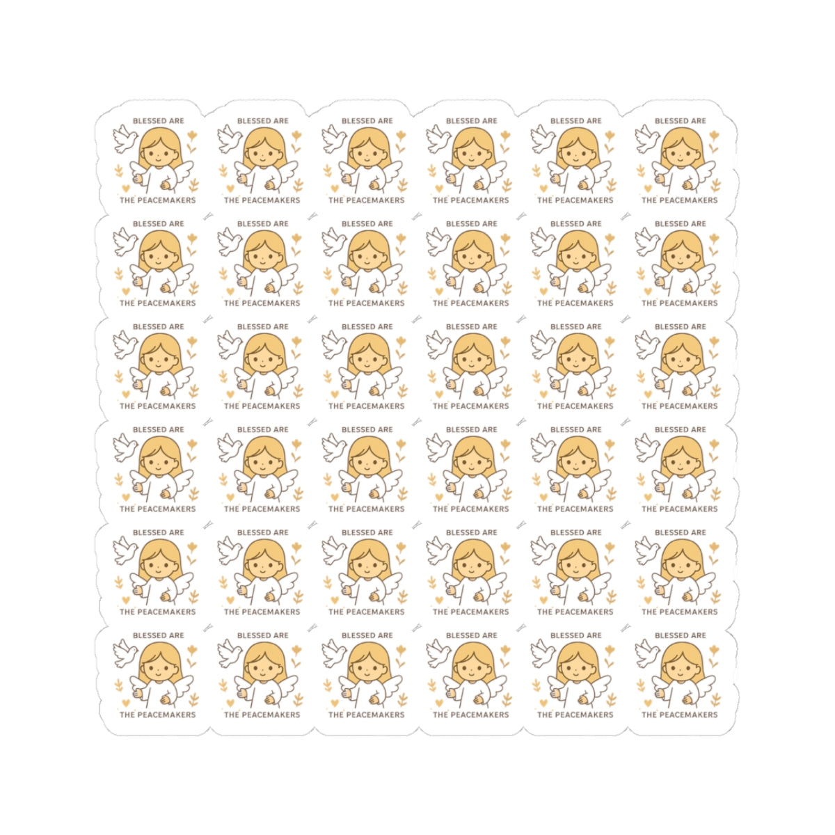 3.C Peacemakers Angel Stickers – Faith-Based Kawaii Sheet for Prayer, Devotionals & Peaceful Gifts. Because true peace begins with prayer — and a heart willing to shine.