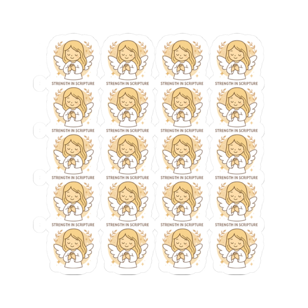Bible Study Angel , Strength in Scripture Stickers – Christian Scripture Kawaii Stickers for Journals & Faith Gifts. Bring light, strength, and joy to your quiet time with these tender Scripture angels.