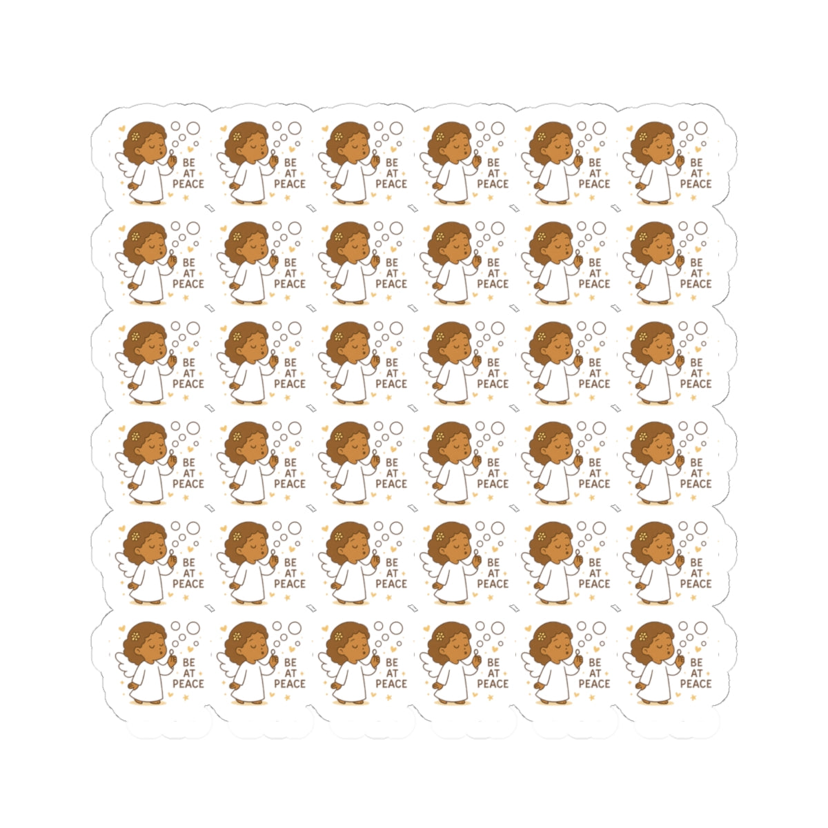 Grace-Filled Angel š« Be at Peace Stickers ā Kawaii Style with Christian Quotes on Peace and Purpose. Gentle reminders of Godās grace, peace, and divine purposeācarried by angel wings.