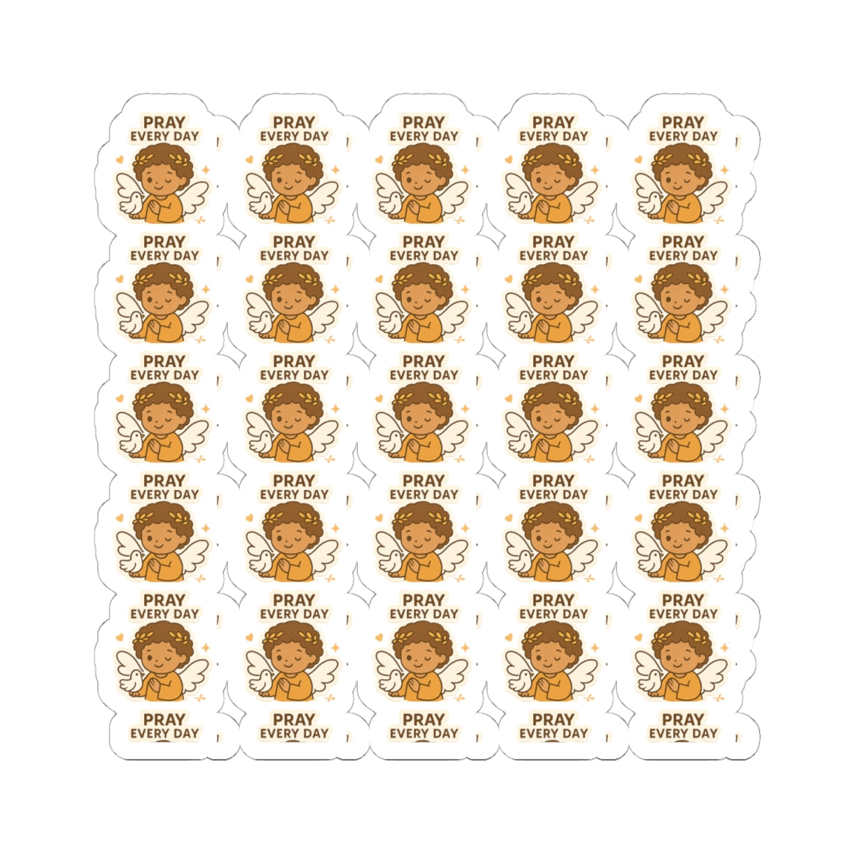 Faithful Angel, Pray every day Stickers – Christian Printable Pack for Prayer, Encouragement & Daily Devotion. Gentle reminders to walk by faith, rejoice daily, and rest in the Lord — with adorable angel art that speaks to the soul.
