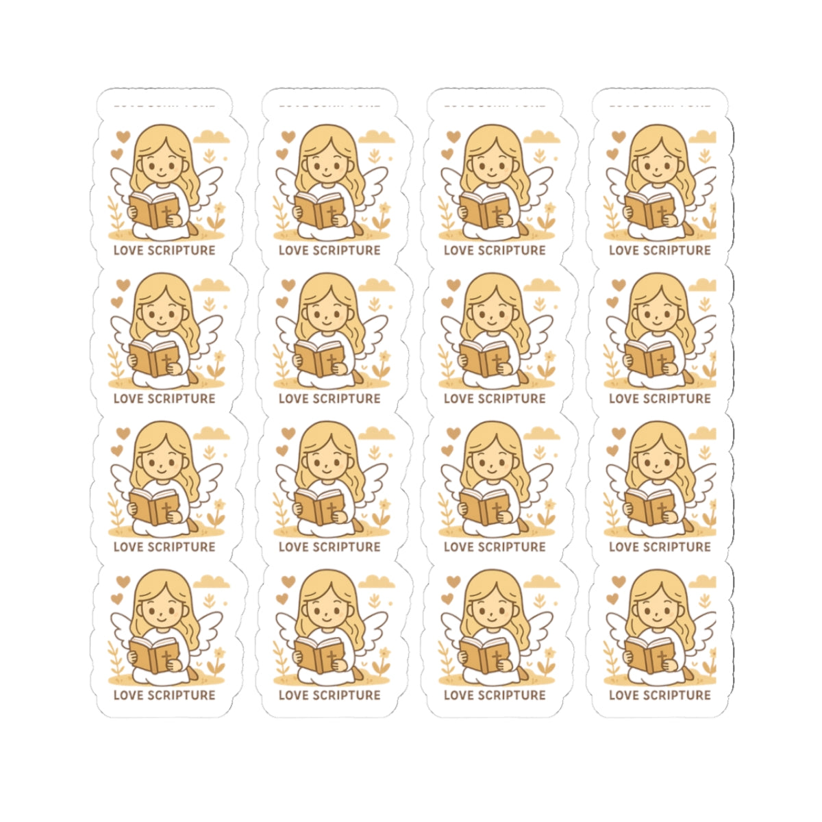 Bible Study Angel , Love Scripture Stickers – Christian Scripture Kawaii Stickers for Journals & Faith Gifts. Bring light, strength, and joy to your quiet time with these tender Scripture angels.