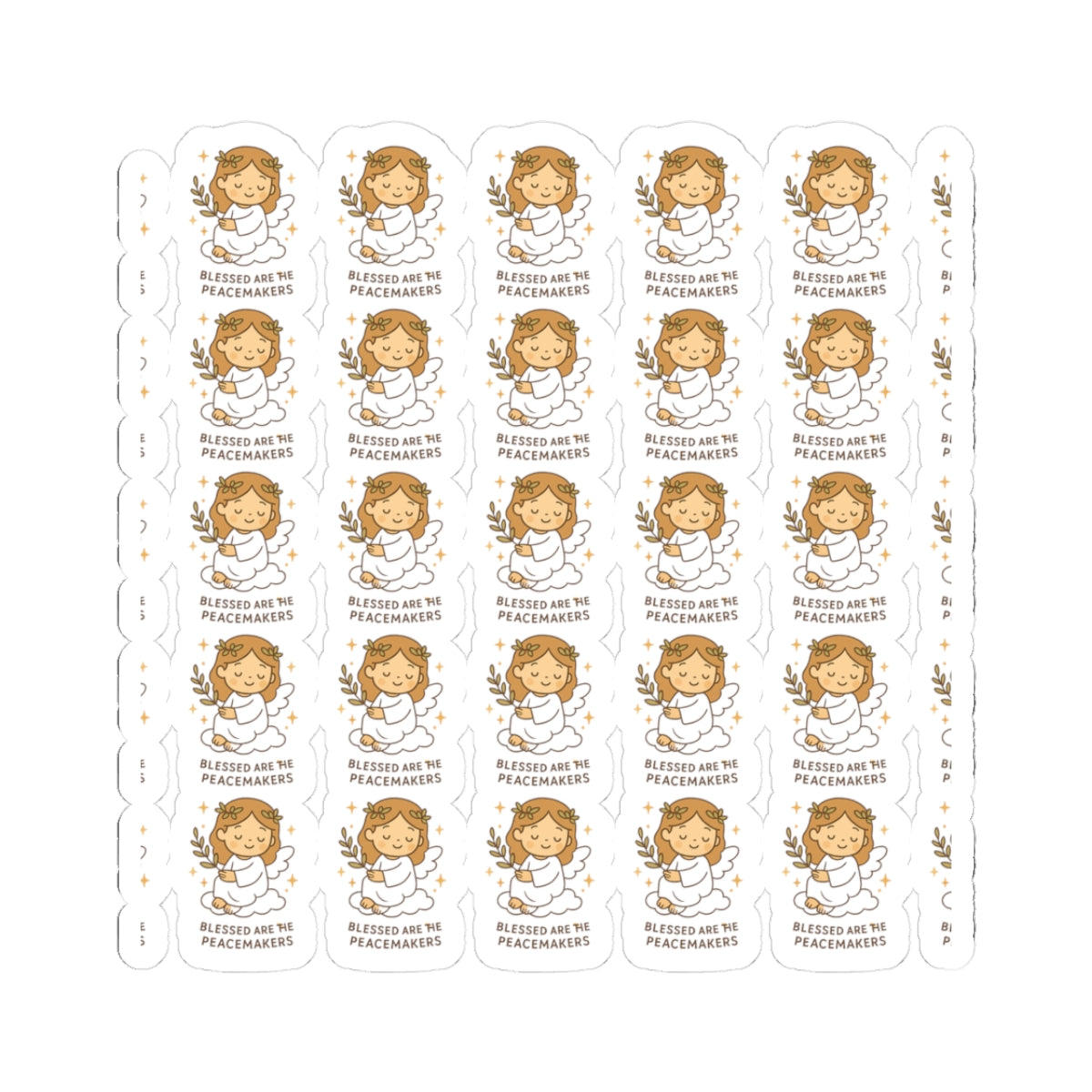 Peace & Prayer Angel ,Blessed are the peacemakers Stickers – Kawaii Christian Sheet with Calming Affirmations & Biblical Comfort. When words fall short, let peace and prayer speak through every sticker.