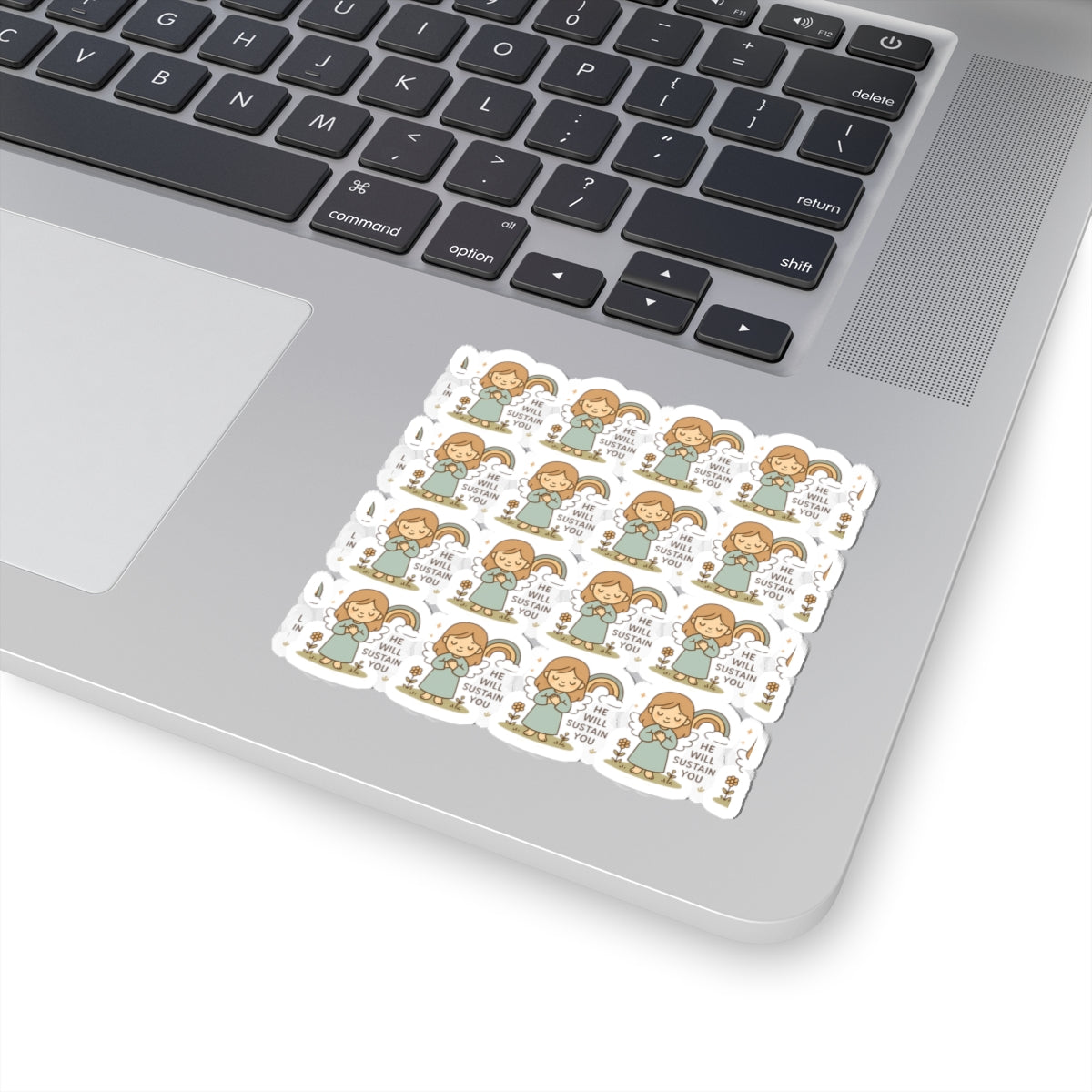 Christian Angel , He Will Sustain You Stickers – Pastel Faith-Inspired Kawaii Sheet with Uplifting Bible Affirmations. Faith for your heart. Peace for your soul. Hope in every sticker.
