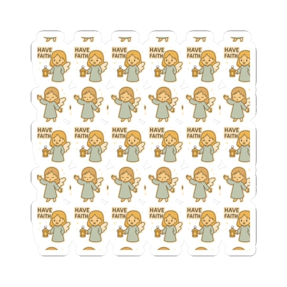 Minimalist Faith Angel Stickers – Kawaii Christian Sheet for Spiritual Journaling & Encouragement. Gentle reminders of faith and light — in every little sticker.