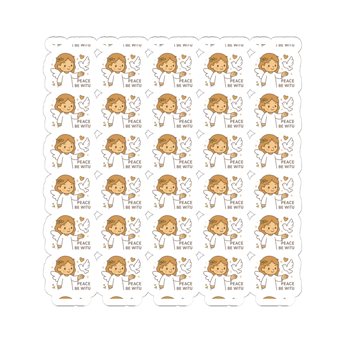 Peace & Prayer Angel ,Peace be witu Stickers – Kawaii Christian Sheet with Calming Affirmations & Biblical Comfort. When words fall short, let peace and prayer speak through every sticker.