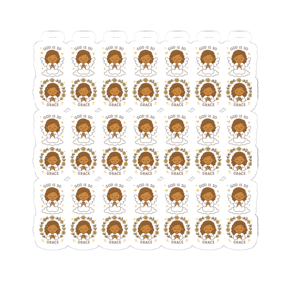 Grace-Filled Angel ✨ God Is So Graceful Stickers – Kawaii Style with Christian Quotes on Peace and Purpose. Gentle reminders of God’s grace, peace, and divine purpose—carried by angel wings.
