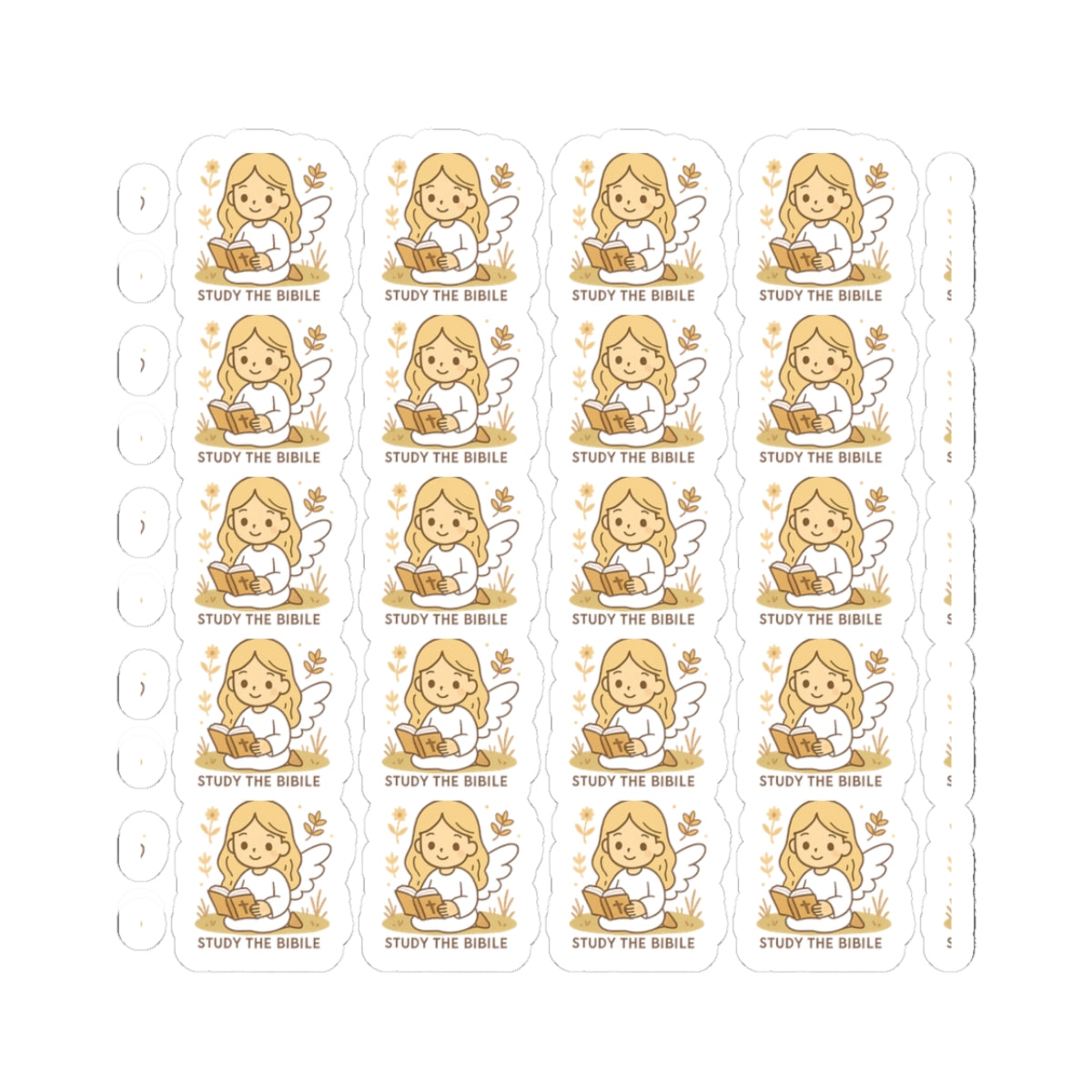 Bible Study Angel , Study the Bible Stickers – Christian Scripture Kawaii Stickers for Journals & Faith Gifts. Bring light, strength, and joy to your quiet time with these tender Scripture angels.