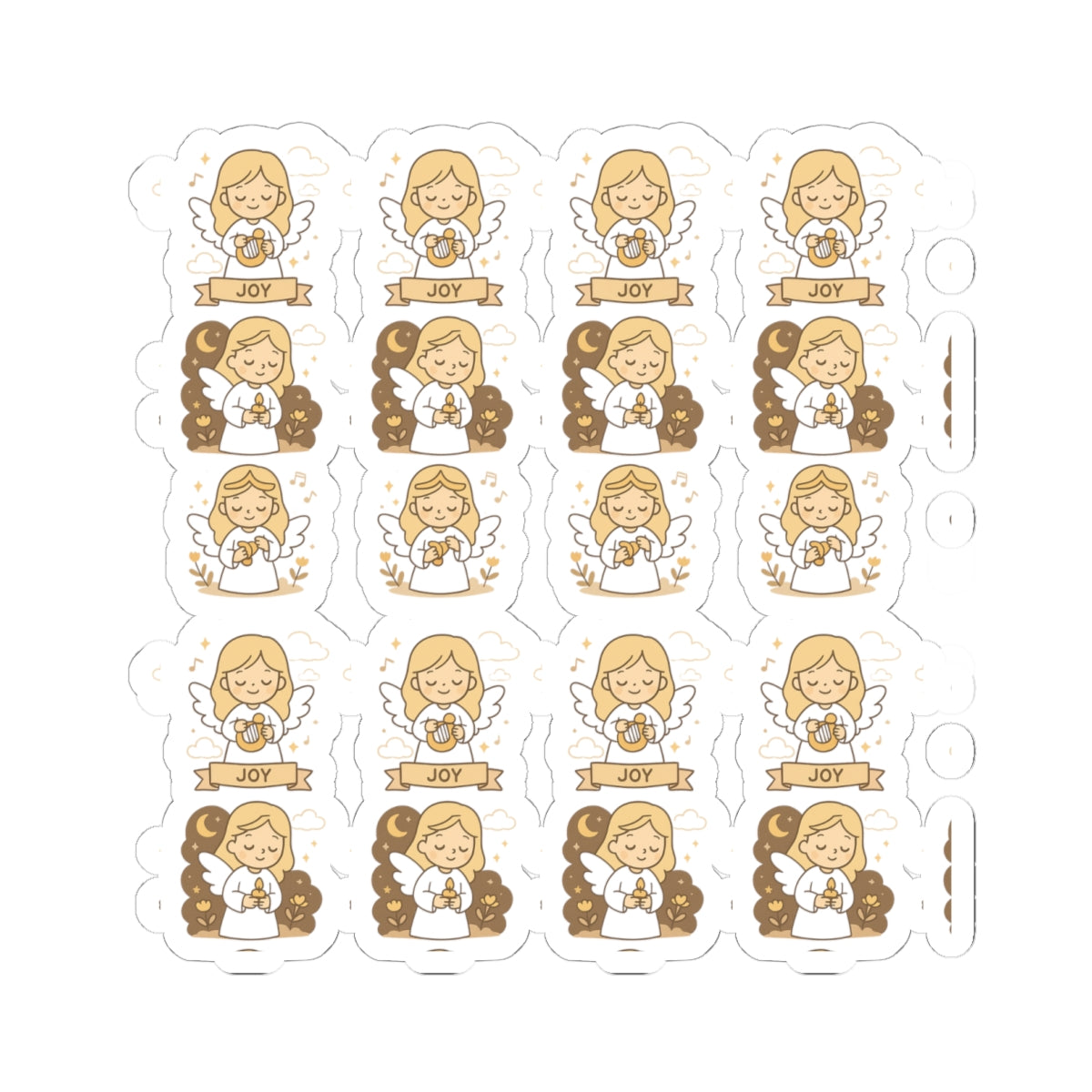 JOY Kawaii Angel Stickers – Faith-Inspired Kiss-Cut Sheet for Journaling, Gifting & Daily Encouragement. A gentle reminder that joy comes in the morning… and sometimes in the form of a tiny angel.