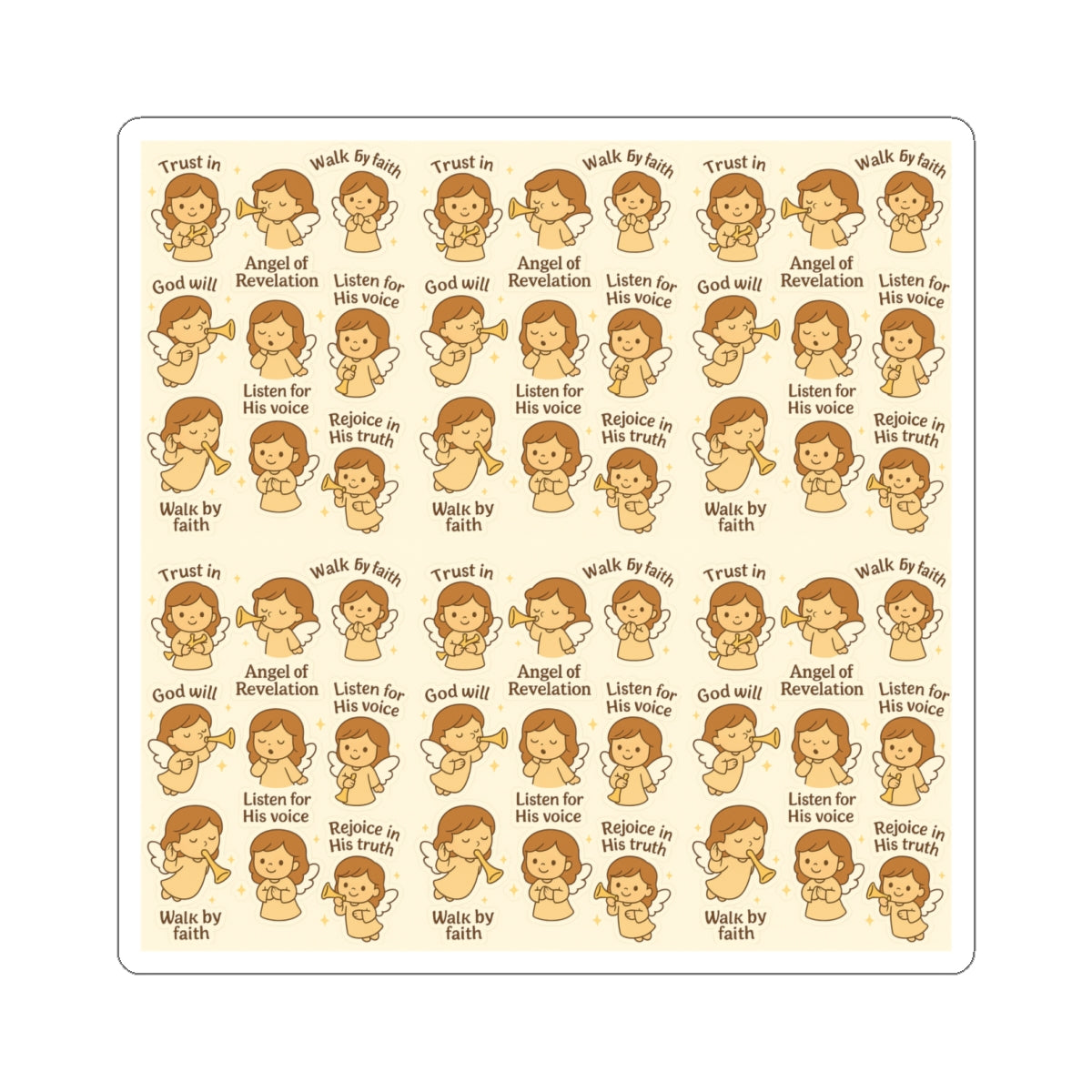 Angel of Revelation - Christian Kawaii Sticker Set. Inspiring stickers to listen to God’s voice and walk by faith.