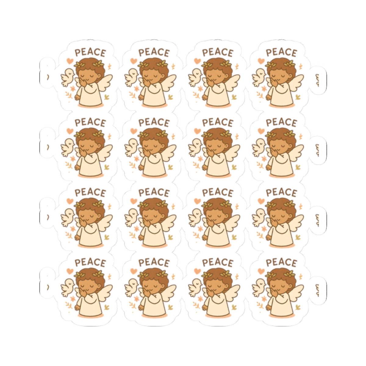 PEACE -Peace & Love Angel Stickers – Christian Kawaii Sheet with Philippians 4:7 for Journaling & Faith-Based Gifts. A gentle hug from heaven — in every sticker. Let His peace guide your heart.