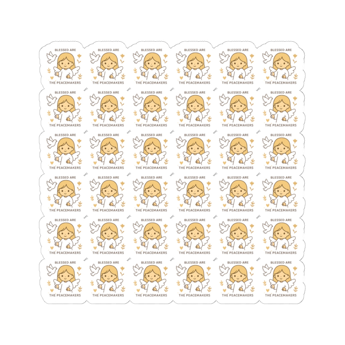 3.C Peacemakers Angel Stickers – Faith-Based Kawaii Sheet for Prayer, Devotionals & Peaceful Gifts. Because true peace begins with prayer — and a heart willing to shine.