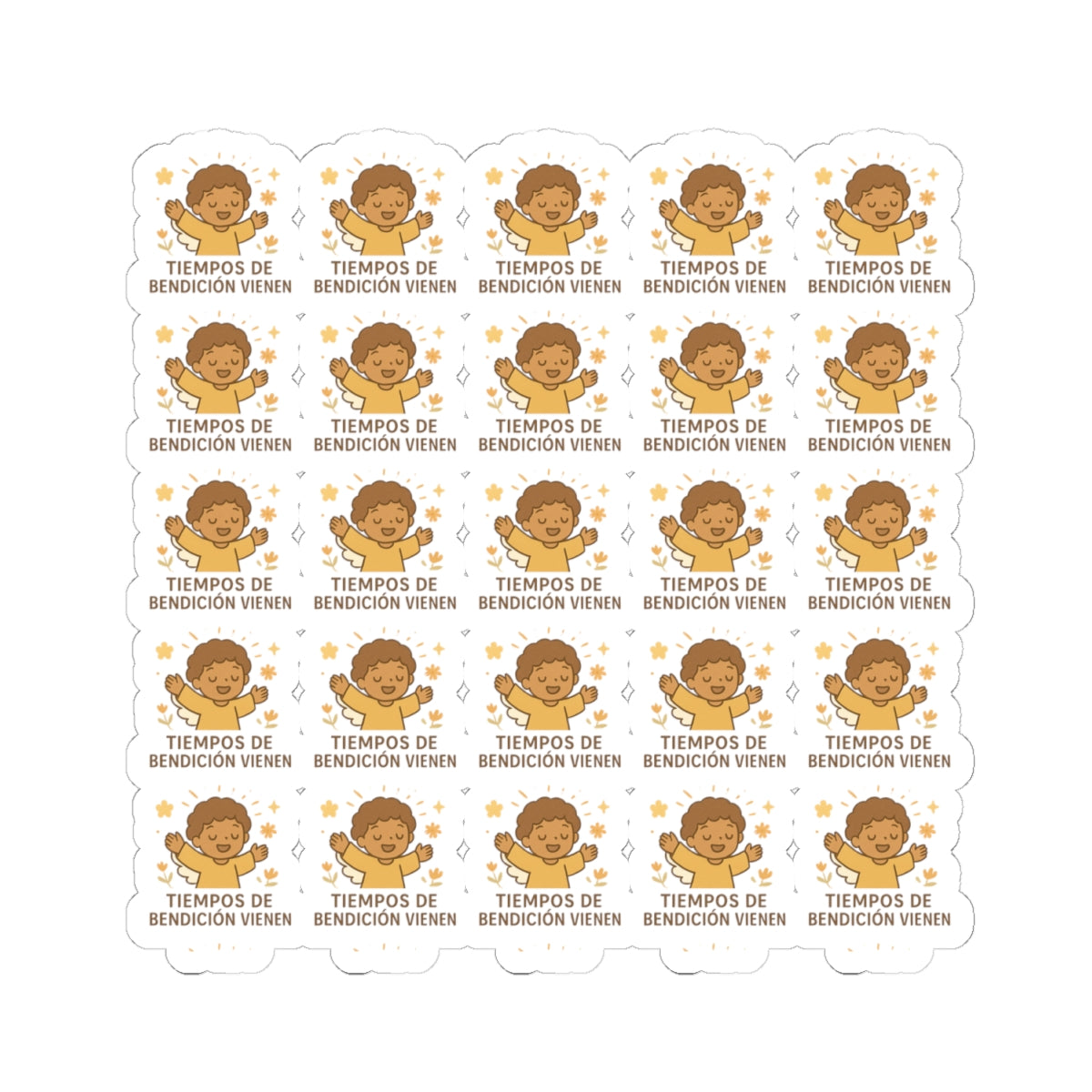 Divine Purpose Angel , Tiempos de bendición vienen – Times of blessing are coming Stickers in Spanish – Inspirational Christian Printables for Encouragement & Faith. Encouraging messages of purpose, promise, and divine light to uplift your spirit daily.