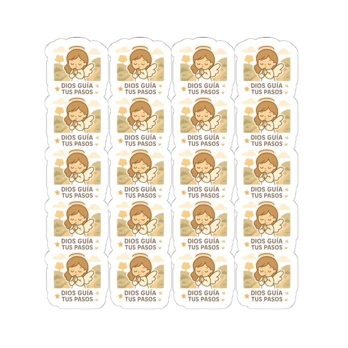 Divine Purpose Angel, DIOS guía tus pasos – God guides your steps Stickers in Spanish – Inspirational Christian Printables for Encouragement & Faith. Encouraging messages of purpose, promise, and divine light to uplift your spirit daily.