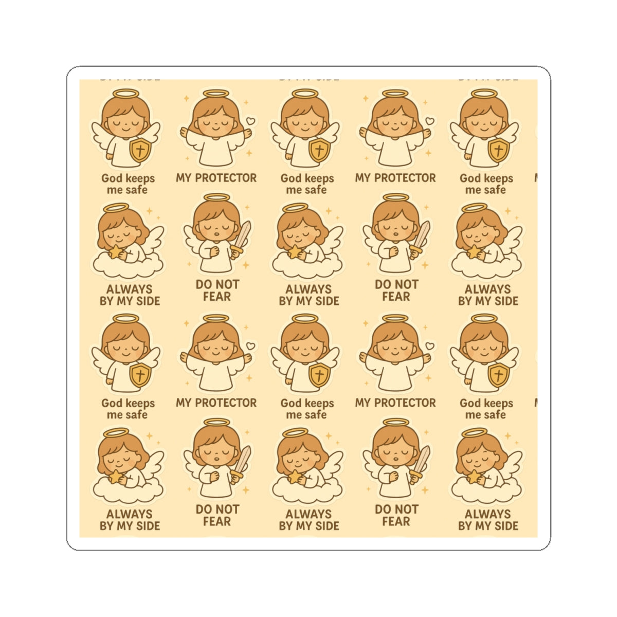 Angel of Protection - Christian Kawaii Sticker Set. Adorable stickers reminding you of God’s protection and courage.