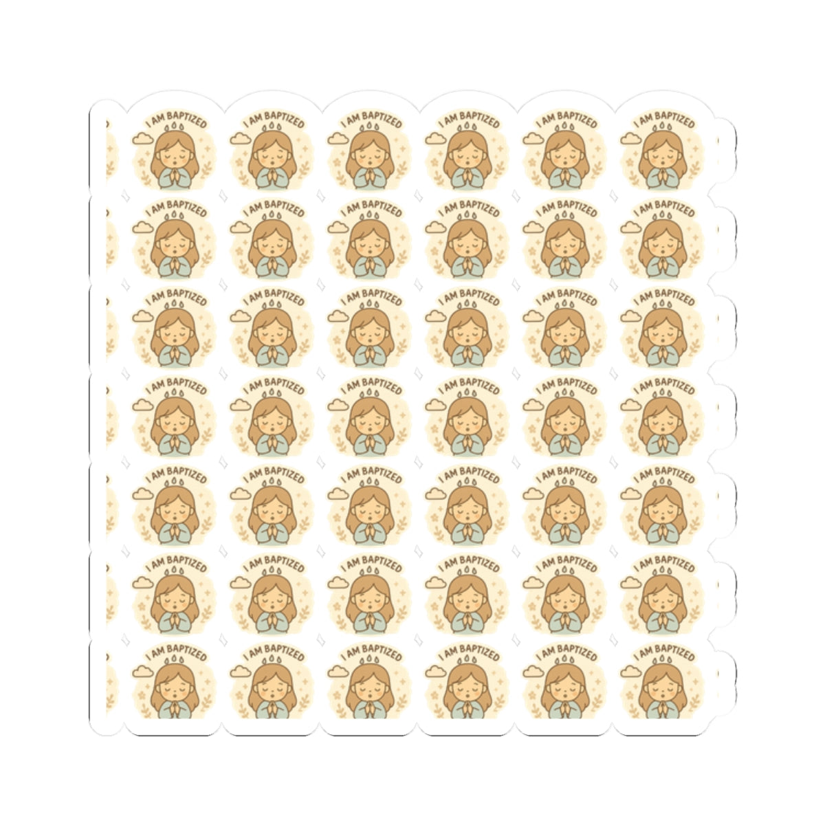 Baptism Angel , I Am Baptized Stickers – Christian Kawaii Stickers for Christening, Baby Dedication & Faith Gifts. Celebrate the beauty of baptism with these sweet angel stickers filled with light, love, and faith.