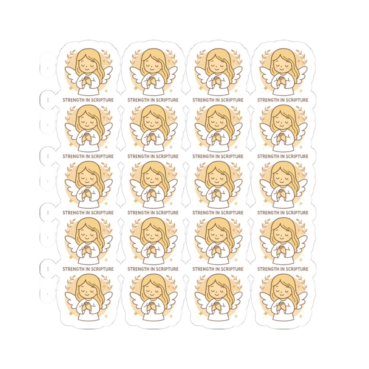 Bible Study Angel , Strength in Scripture Stickers – Christian Scripture Kawaii Stickers for Journals & Faith Gifts. Bring light, strength, and joy to your quiet time with these tender Scripture angels.