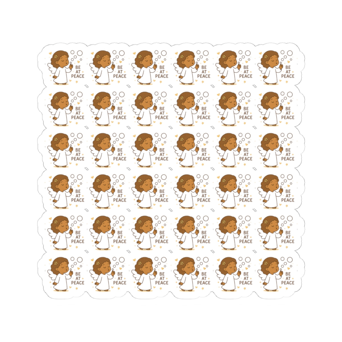 Grace-Filled Angel š« Be at Peace Stickers ā Kawaii Style with Christian Quotes on Peace and Purpose. Gentle reminders of Godās grace, peace, and divine purposeācarried by angel wings.
