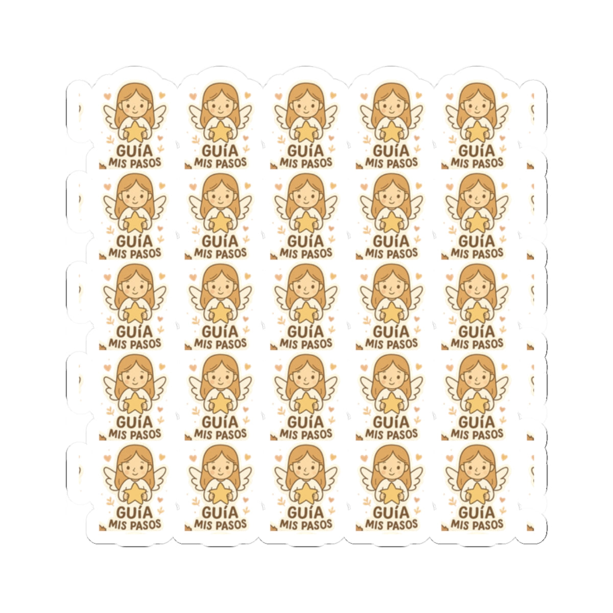 Spanish Guardian Angel Guía mis pasos – Guide my steps Stickers – Printable Christian Blessings & Faith Quotes for Kids & Adults. Heartwarming angel stickers in Spanish to inspire trust, protection, and divine guidance every day.