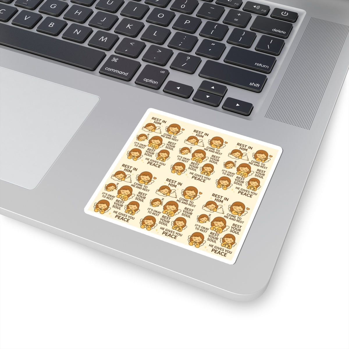 Rest in Him - Christian Kawaii Sticker Set. Peaceful stickers reminding you to rest your soul and find comfort in faith.