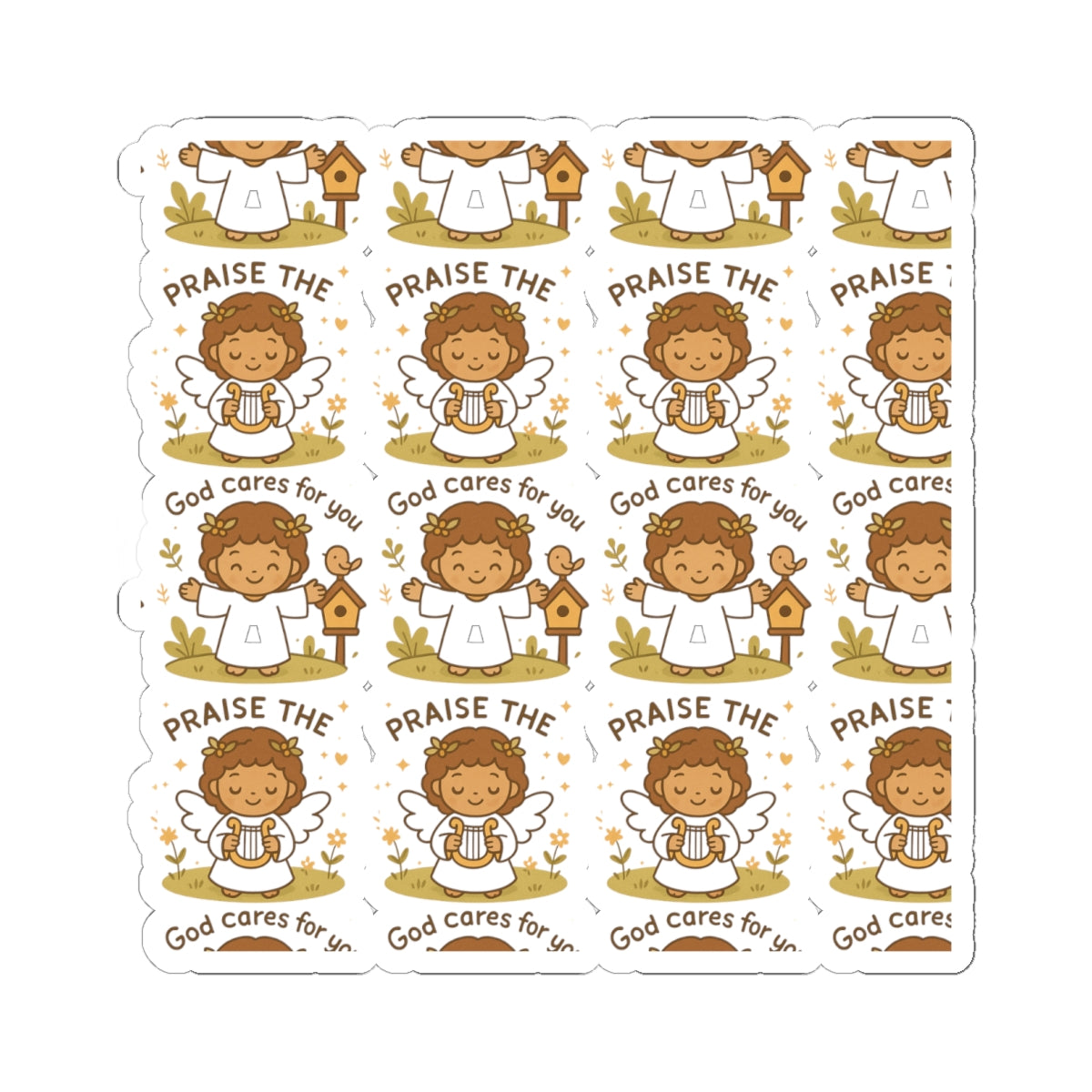 God Cares for You – Kawaii Angel Christian Stickers | Praise the Lord Sheet for Journaling & Gifts. Because sometimes, all you need is a little angel reminding you you're loved by God.