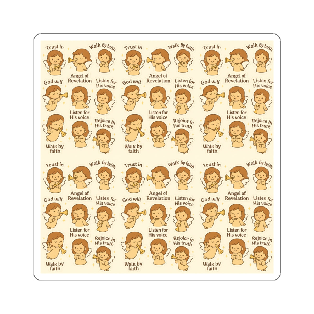 Angel of Revelation - Christian Kawaii Sticker Set. Inspiring stickers to listen to God’s voice and walk by faith.