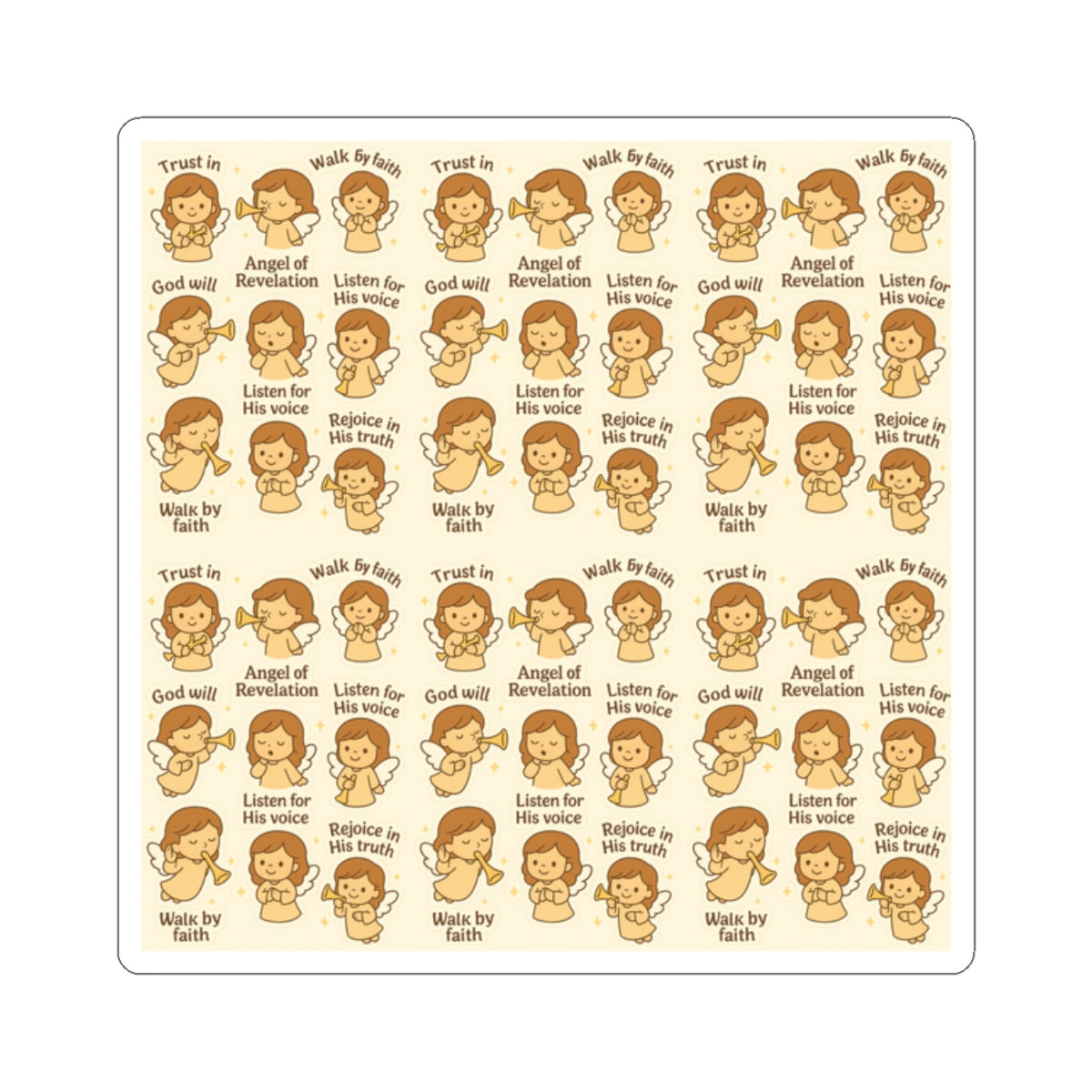 Angel of Revelation - Christian Kawaii Sticker Set. Inspiring stickers to listen to God’s voice and walk by faith.