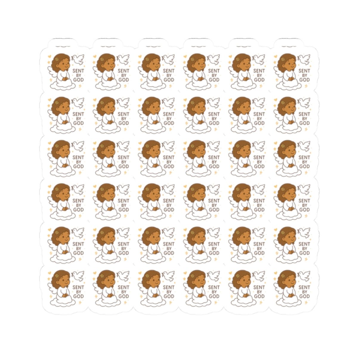 Grace-Filled Angel šļø Sent by God Stickers ā Kawaii Style with Christian Quotes on Peace and Purpose. Gentle reminders of Godās grace, peace, and divine purposeācarried by angel wings.