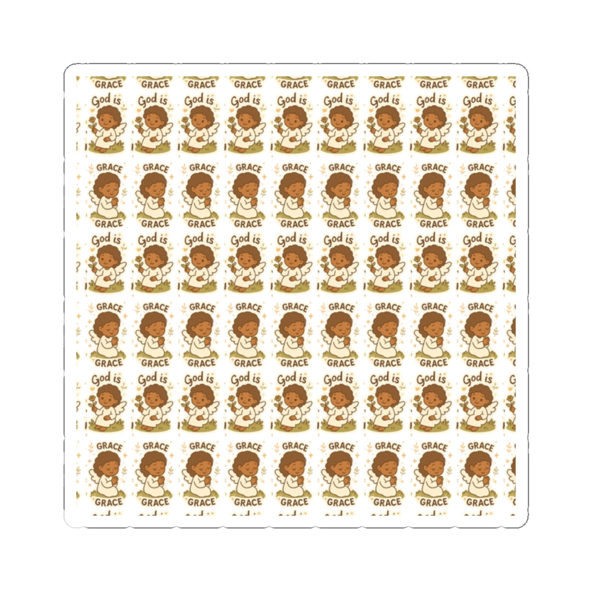 Amazing Grace Angel , “God is Grace Stickers – Kawaii Spiritual Faith Stickers with Bible Quotes. Faith-filled moments of grace, comfort, and divine beauty—wrapped in angel wings.