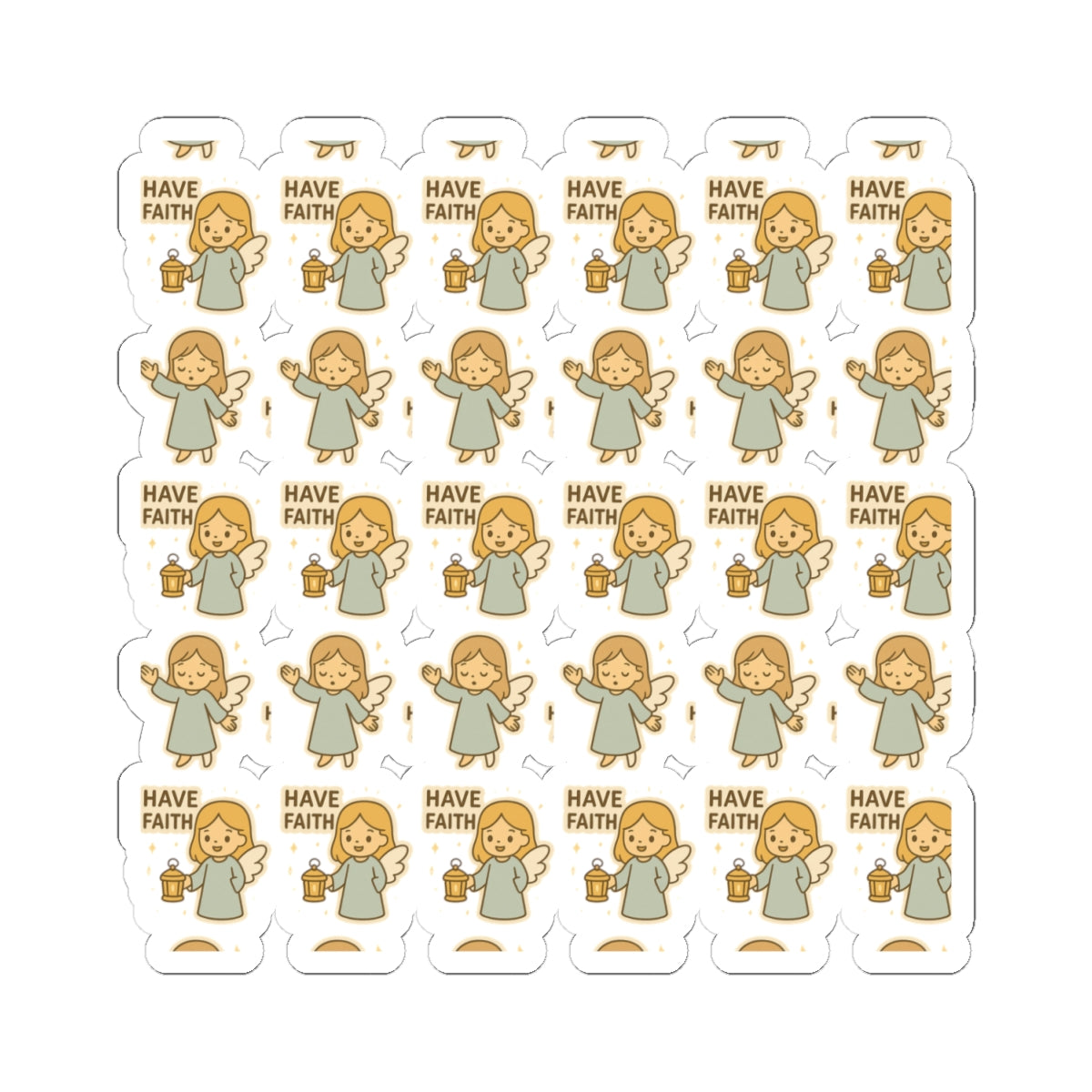 Minimalist Faith Angel Stickers – Kawaii Christian Sheet for Spiritual Journaling & Encouragement. Gentle reminders of faith and light — in every little sticker.