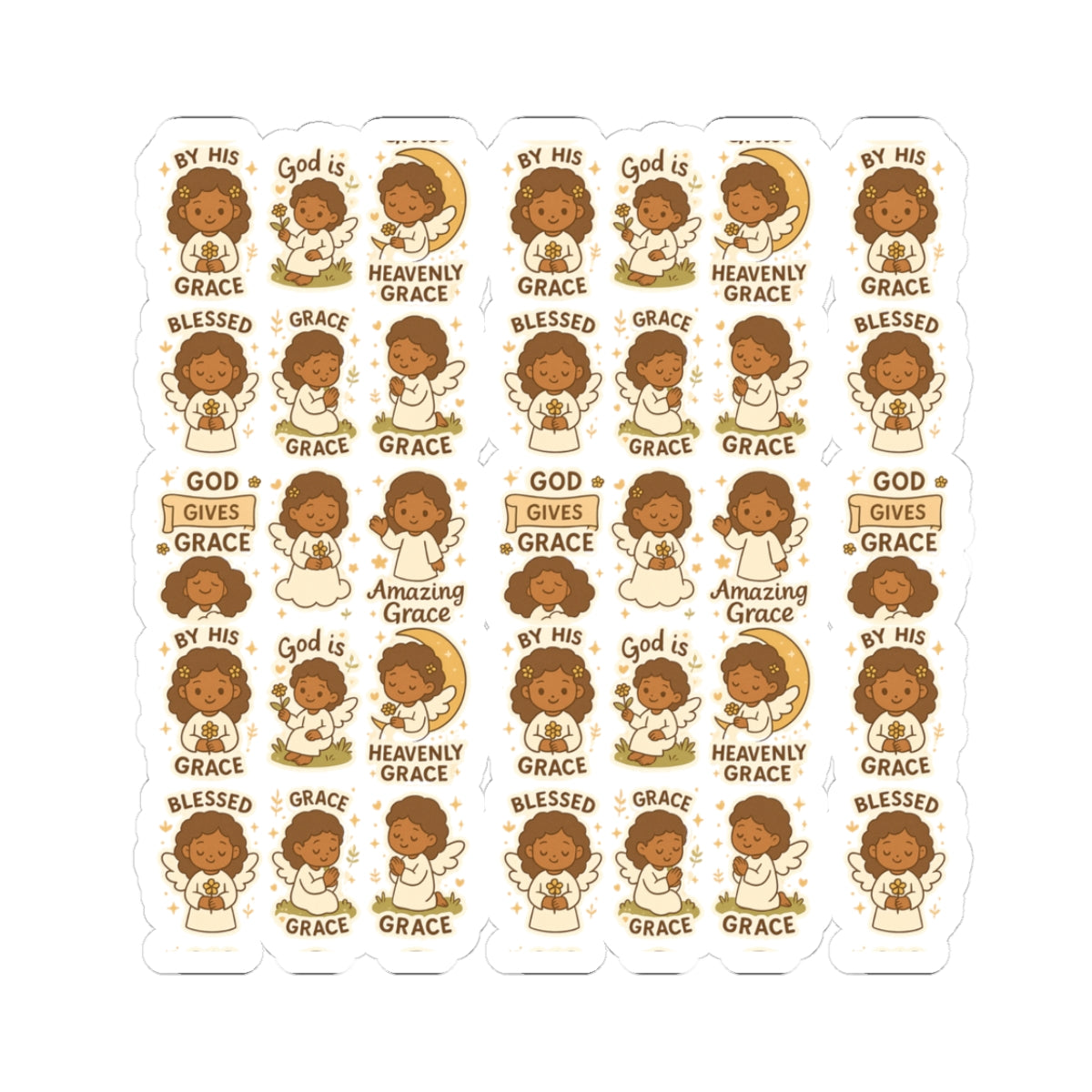 Amazing Grace Angel Stickers – Kawaii Spiritual Faith Stickers with Bible Quotes. Faith-filled moments of grace, comfort, and divine beauty—wrapped in angel wings.
