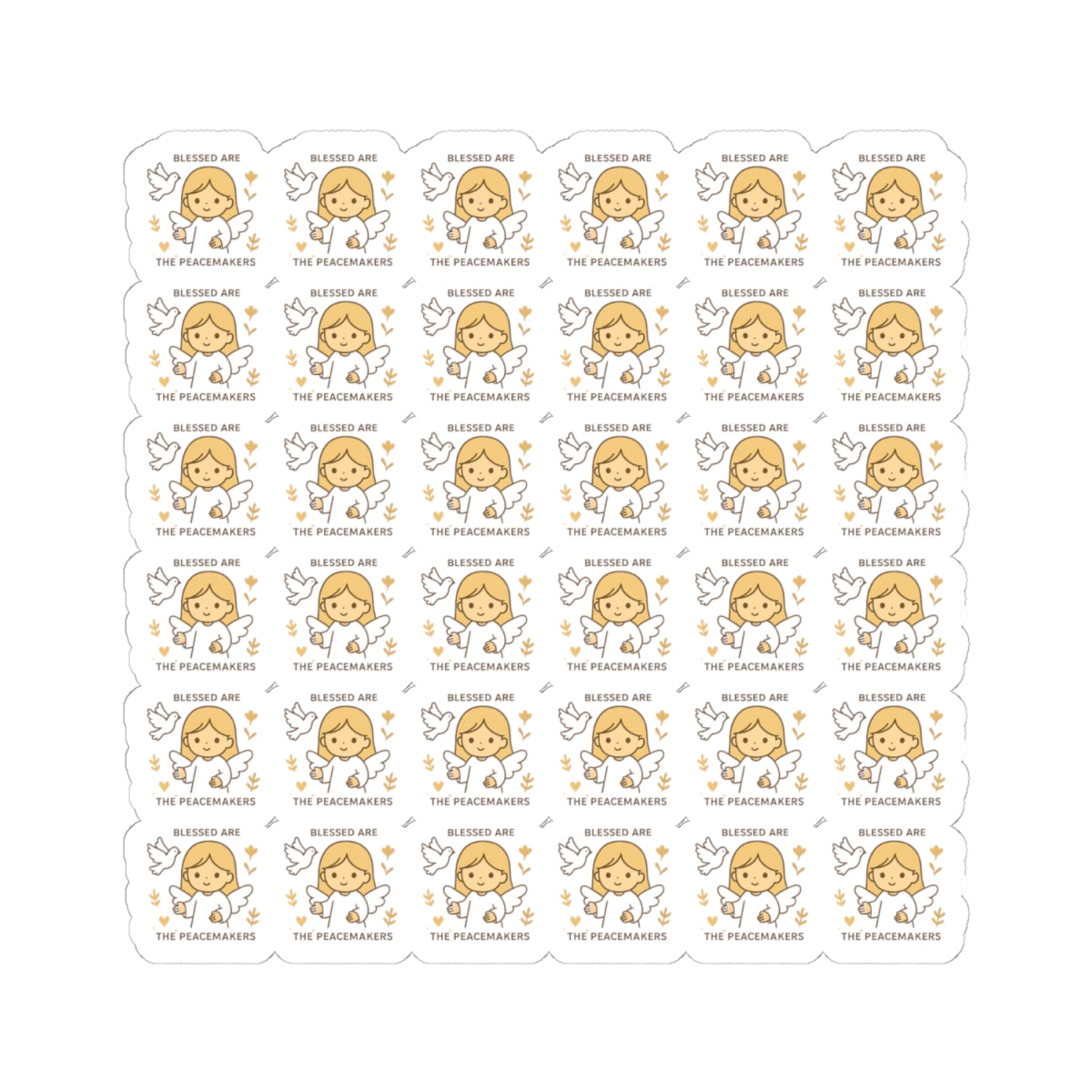 3.C Peacemakers Angel Stickers – Faith-Based Kawaii Sheet for Prayer, Devotionals & Peaceful Gifts. Because true peace begins with prayer — and a heart willing to shine.