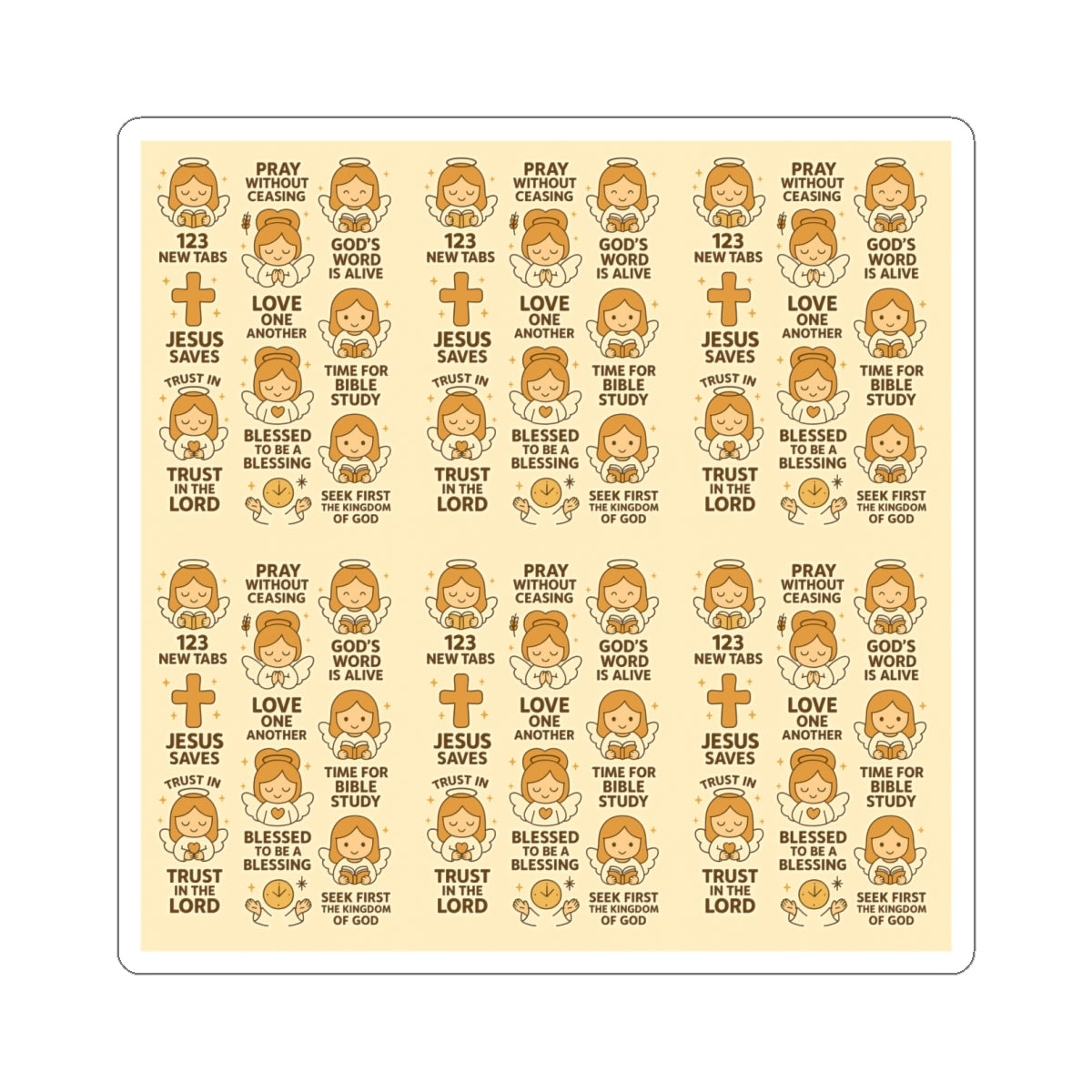 Angel of Faith - Christian Kawaii Sticker Set. Faith-filled stickers to inspire trust, prayer, and devotion daily.