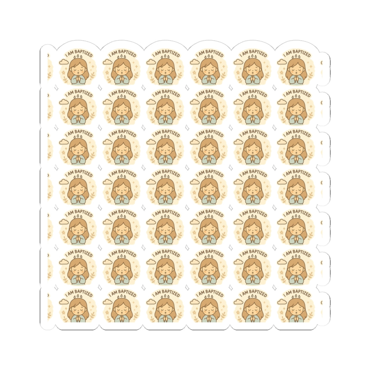 Baptism Angel , I Am Baptized Stickers – Christian Kawaii Stickers for Christening, Baby Dedication & Faith Gifts. Celebrate the beauty of baptism with these sweet angel stickers filled with light, love, and faith.