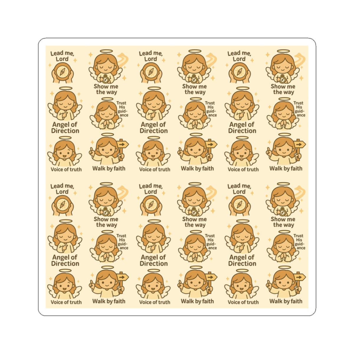 Angel of Direction - Christian Kawaii Sticker Set. Encouraging stickers to walk by faith and follow God’s truth daily.