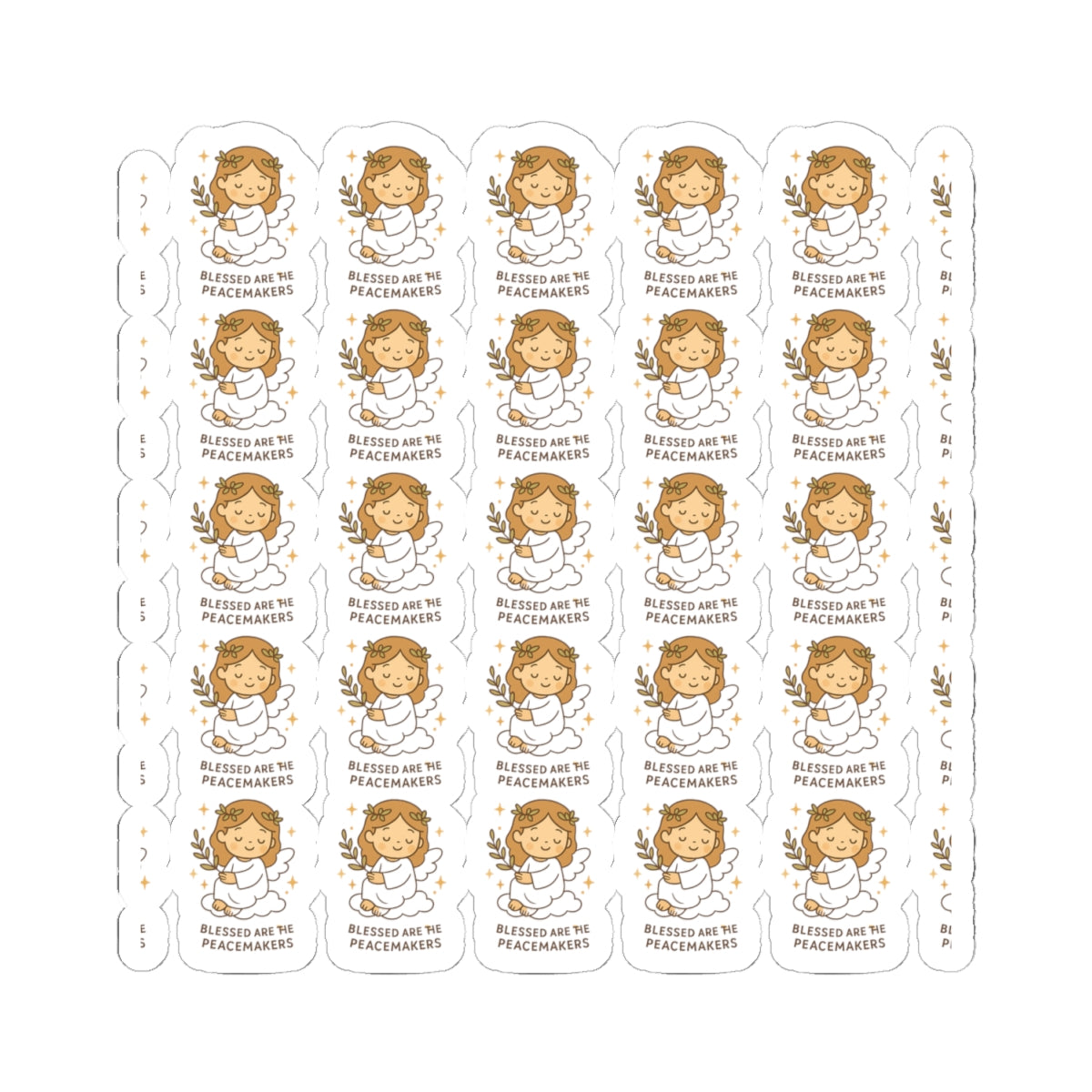 Peace & Prayer Angel ,Blessed are the peacemakers Stickers – Kawaii Christian Sheet with Calming Affirmations & Biblical Comfort. When words fall short, let peace and prayer speak through every sticker.