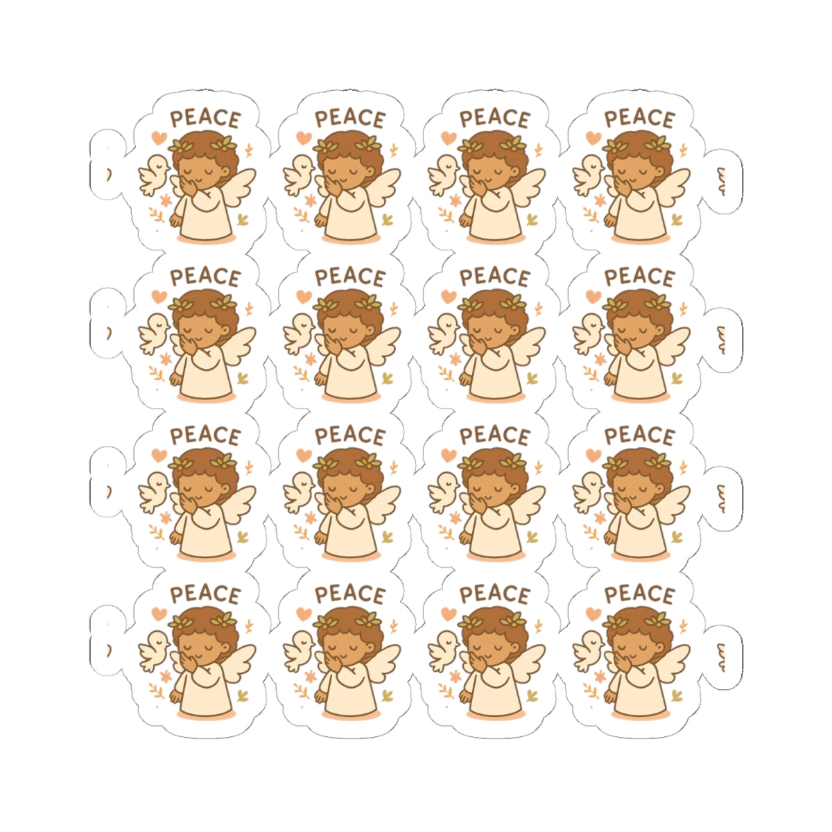 PEACE -Peace & Love Angel Stickers – Christian Kawaii Sheet with Philippians 4:7 for Journaling & Faith-Based Gifts. A gentle hug from heaven — in every sticker. Let His peace guide your heart.