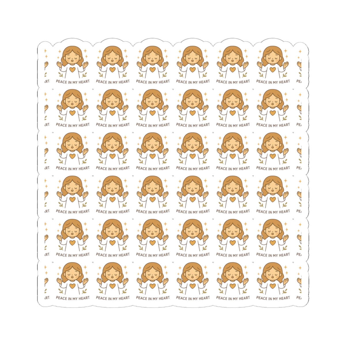 Peace & Prayer Angel ,Peace in my hearth Stickers – Kawaii Christian Sheet with Calming Affirmations & Biblical Comfort. When words fall short, let peace and prayer speak through every sticker.