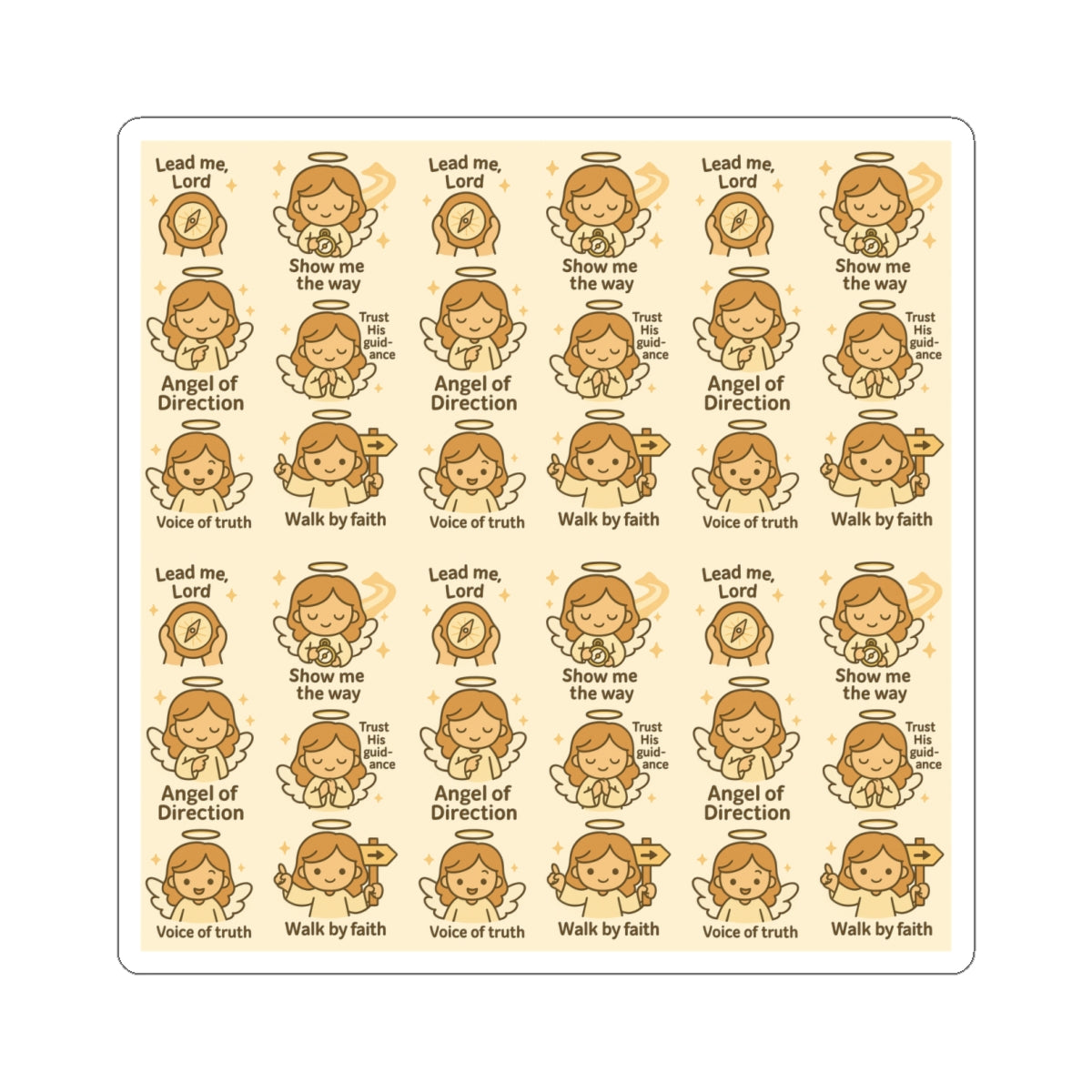 Angel of Direction - Christian Kawaii Sticker Set. Encouraging stickers to walk by faith and follow God’s truth daily.