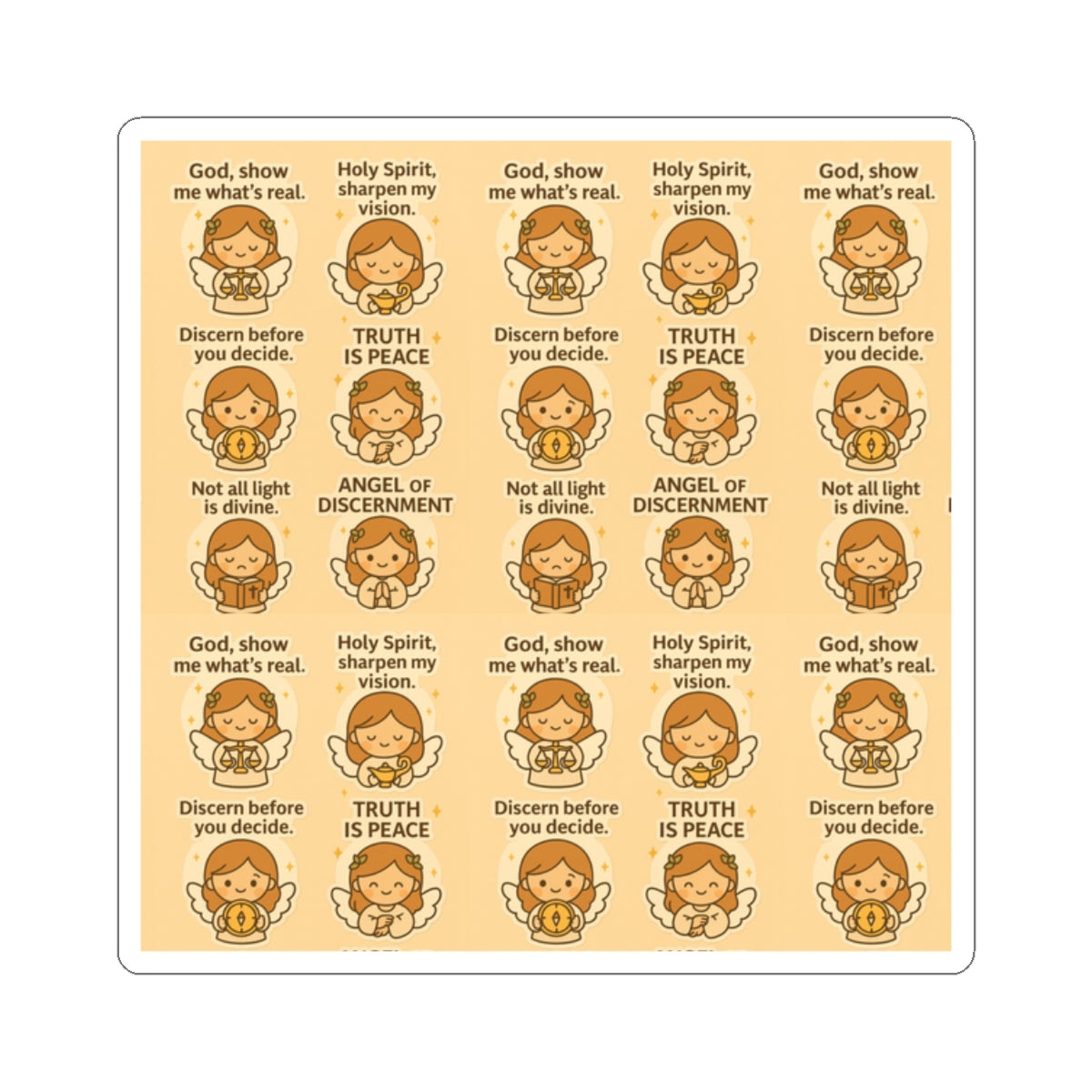 Angel of Discernment - Christian Kawaii Sticker Set. Peaceful stickers to help you discern truth and seek divine guidance.