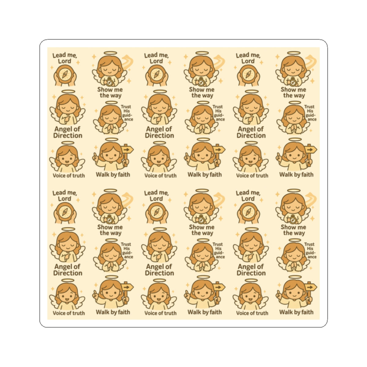 Angel of Direction - Christian Kawaii Sticker Set. Encouraging stickers to walk by faith and follow God’s truth daily.