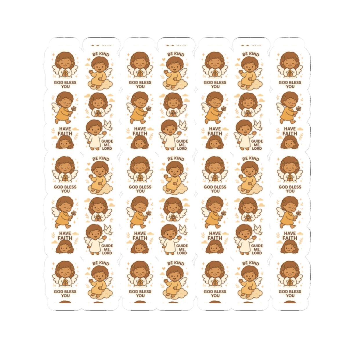 Faith & Kindness Angel Stickers – Kawaii Christian Sheet with Affirmations of Love, Blessing & Prayer. Let kindness, faith, and guidance follow you — one angel at a time.