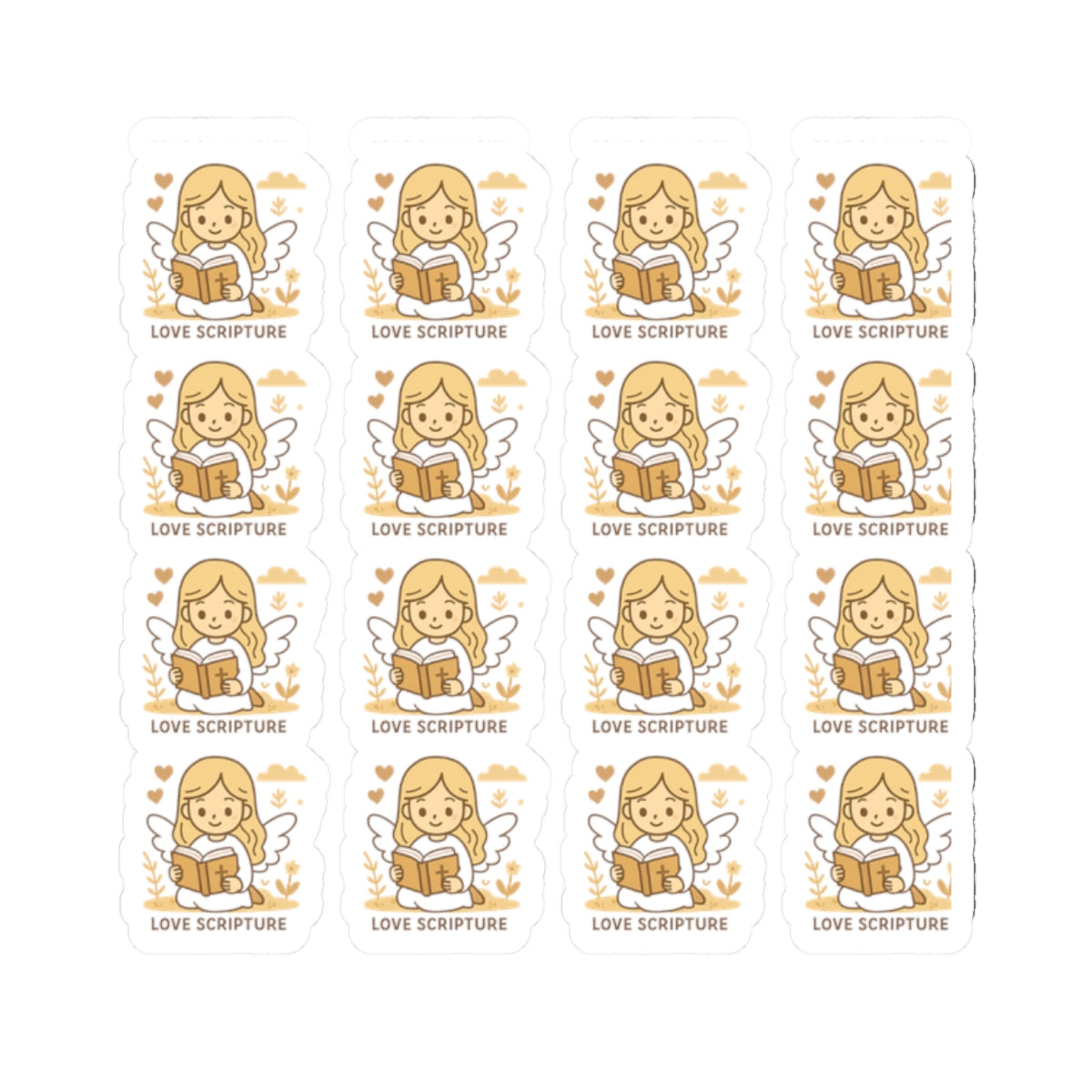 Bible Study Angel , Love Scripture Stickers – Christian Scripture Kawaii Stickers for Journals & Faith Gifts. Bring light, strength, and joy to your quiet time with these tender Scripture angels.