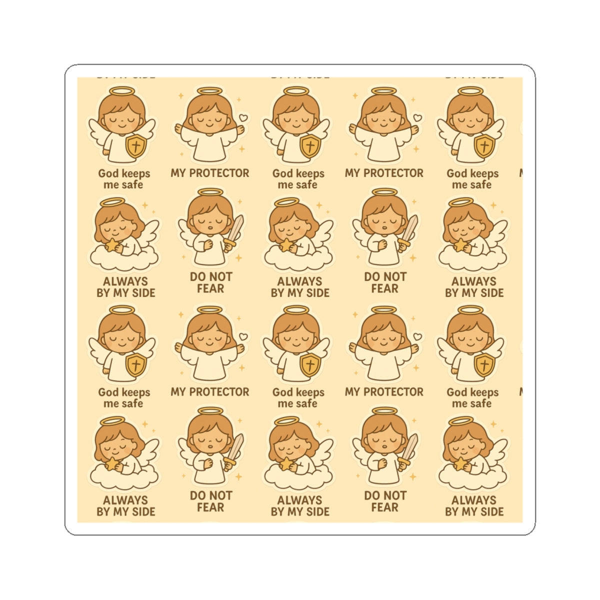 Angel of Protection - Christian Kawaii Sticker Set. Adorable stickers reminding you of God’s protection and courage.
