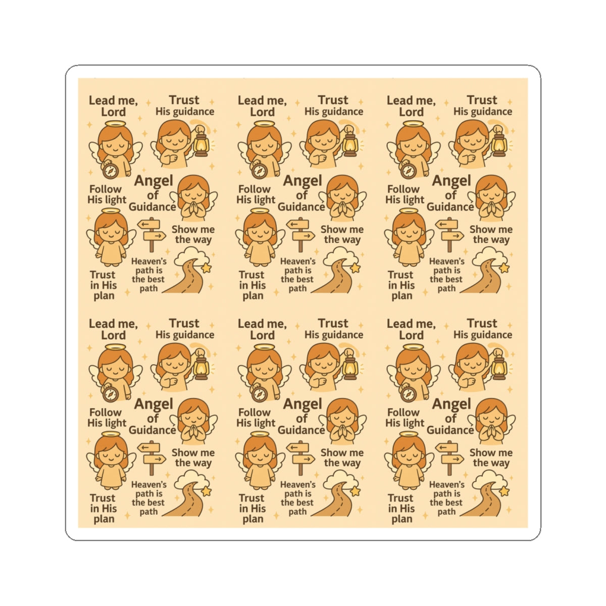 Angel of Guidance - Christian Kawaii Sticker Set. Inspiring stickers to trust God’s plan and follow His light every day.
