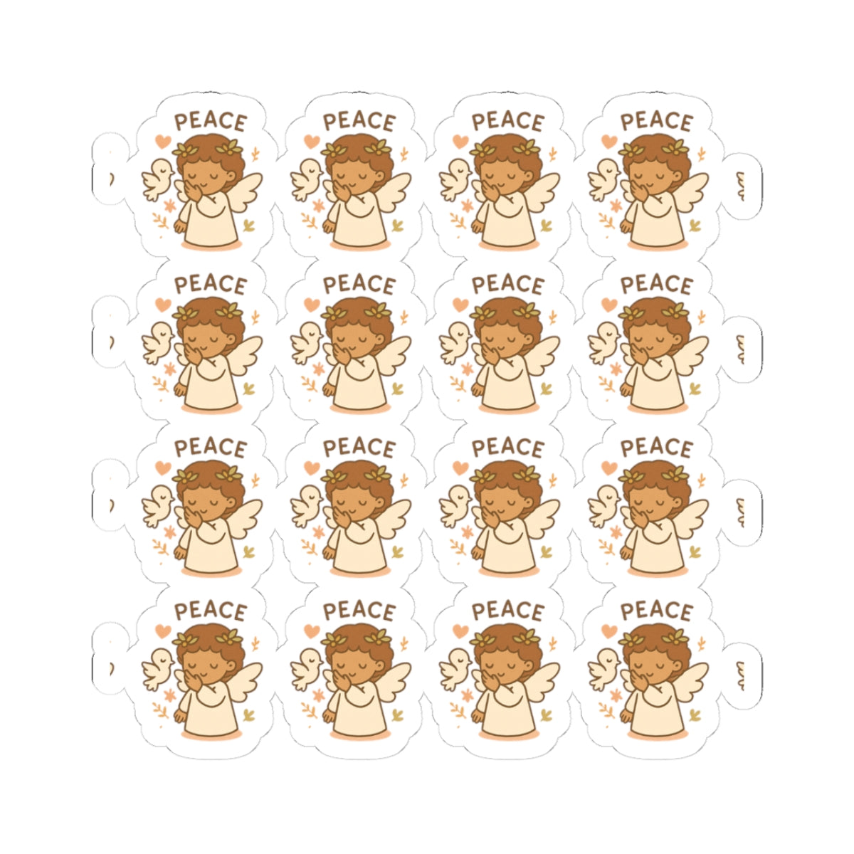 PEACE -Peace & Love Angel Stickers – Christian Kawaii Sheet with Philippians 4:7 for Journaling & Faith-Based Gifts. A gentle hug from heaven — in every sticker. Let His peace guide your heart.