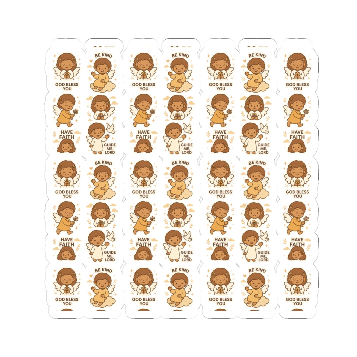 Faith & Kindness Angel Stickers – Kawaii Christian Sheet with Affirmations of Love, Blessing & Prayer. Let kindness, faith, and guidance follow you — one angel at a time.